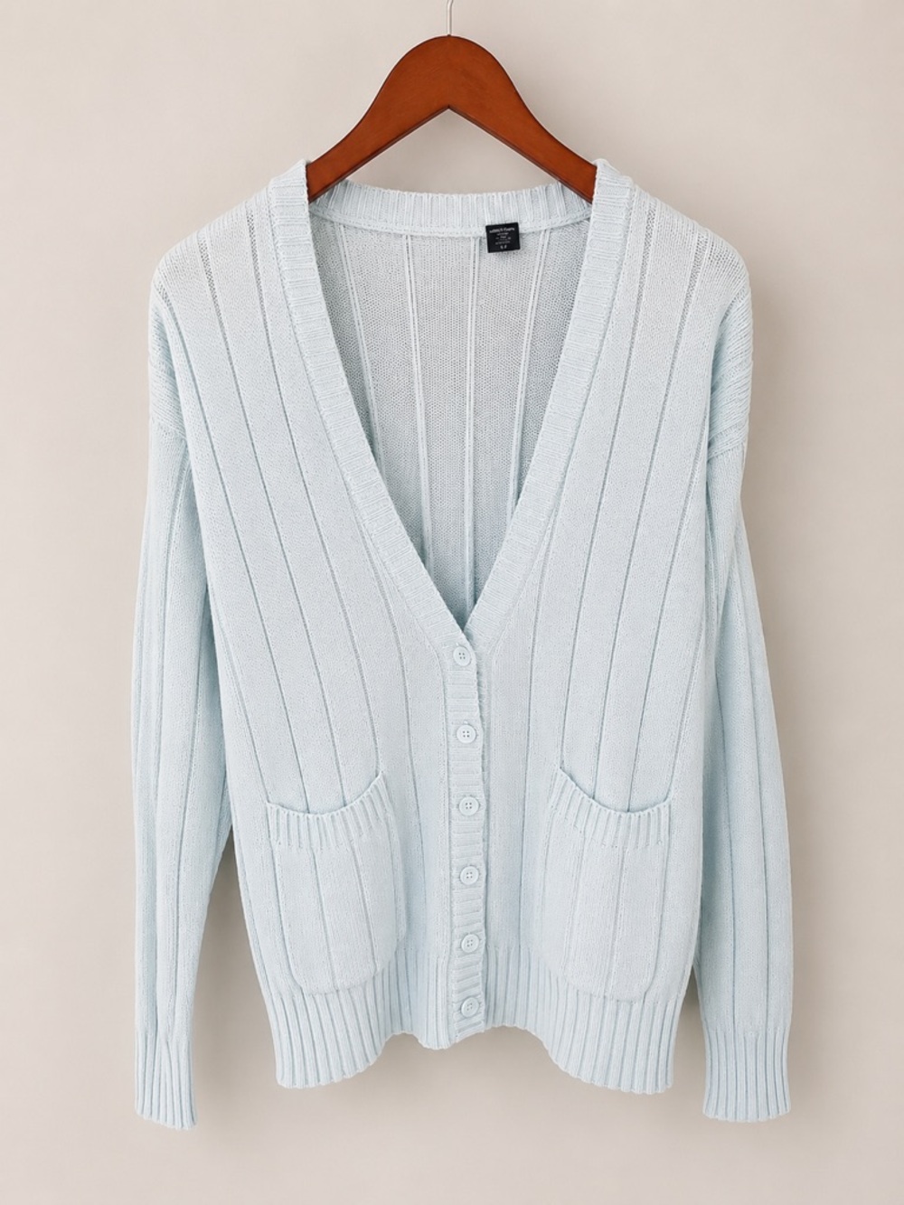 100% Cotton Ribbed Cardigan Sweater Coastal Light Blue Size Small / Medium - Picture 2 of 5
